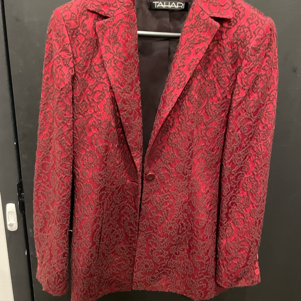Chic Black Blazer with Red Buttons